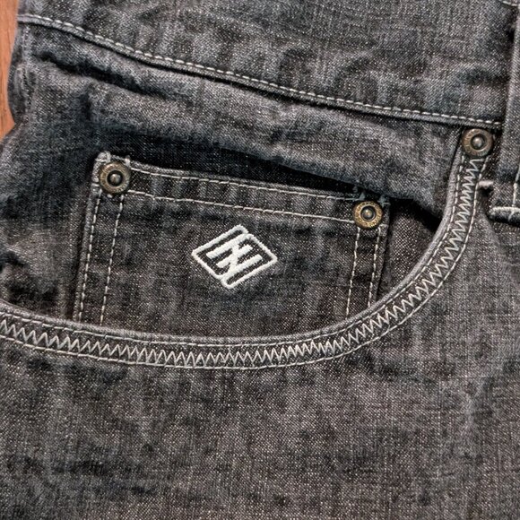 Y2K Baggy Embroidered Enyce Black Stonewashed Denim Jeans - Size 32x32 - Picture 5 of 5